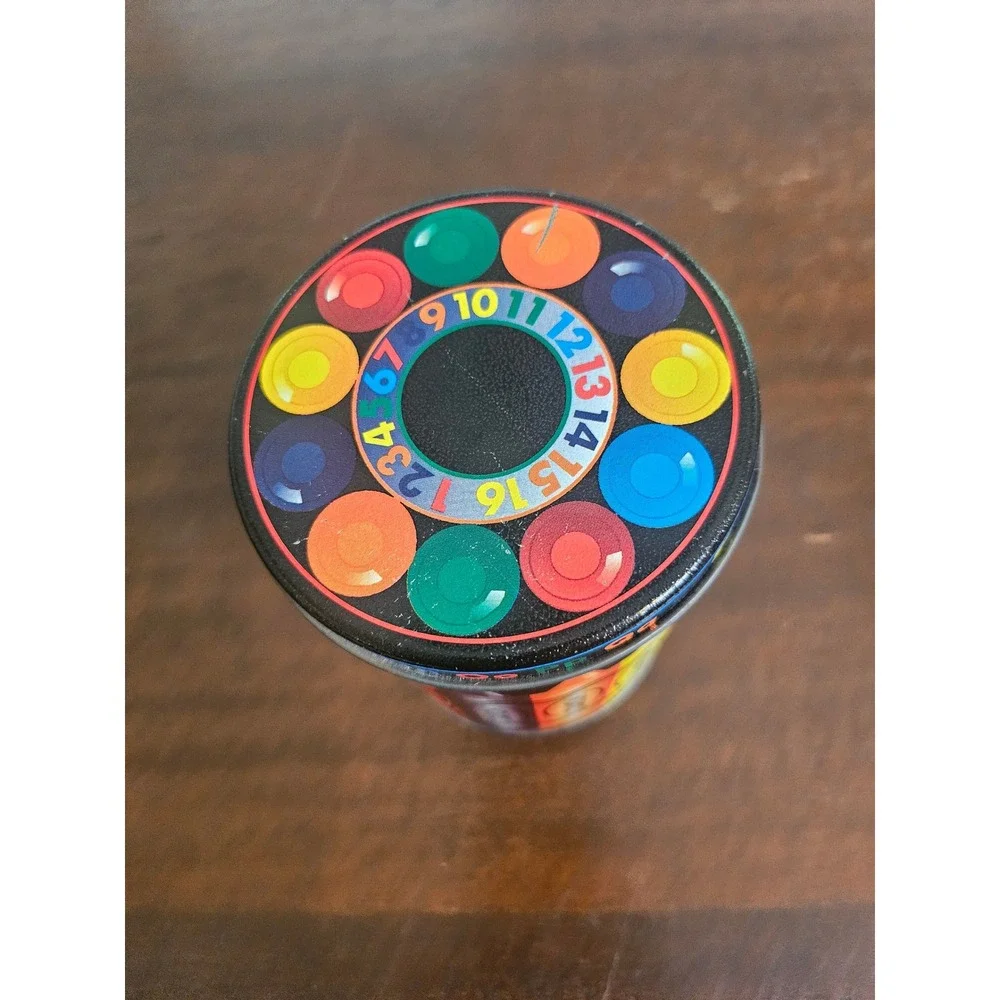 Crayon Storage Tin Kids Small Multicolor Alphabet Number Art Supply